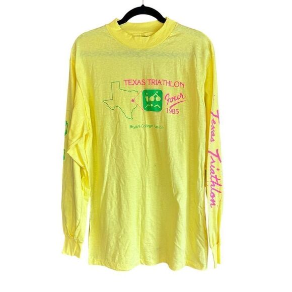 hanes Other - Vintage 1985 Texas Triathlon Long Sleeve T-Shirt Yellow Men's L